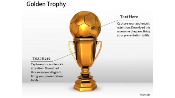 Stock Photo Golden Trophy For Soccer Game PowerPoint Slide