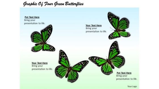 Stock Photo Graphic Of Four Green Butterflies PowerPoint Template