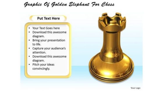 Stock Photo Graphic Of Golden Elephant For Chess PowerPoint Template