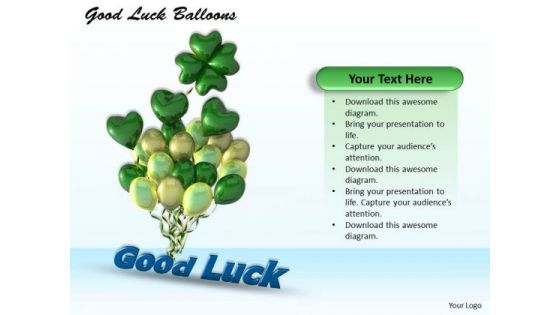 Stock Photo Graphics Of Balloons With Good Luck Text PowerPoint Slide