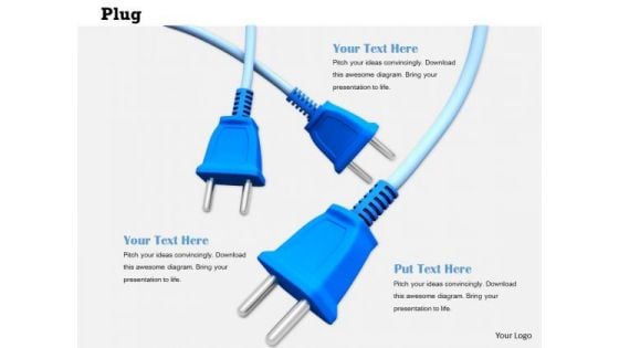 Stock Photo Graphics Of Blue Electricity Plugs PowerPoint Slide