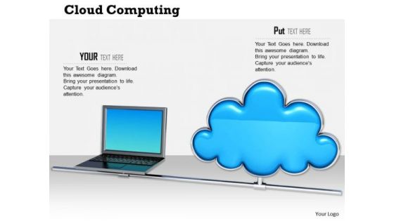 Stock Photo Graphics Of Laptop With Cloud Icon Pwerpoint Slide