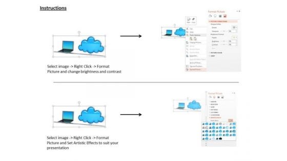 Stock Photo Graphics Of Laptop With Cloud Icon Pwerpoint Slide