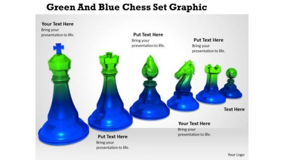 Stock Photo Green And Blue Chess Set Graphic PowerPoint Template