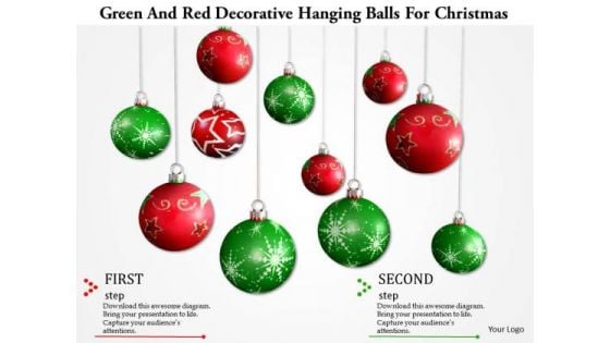 Stock Photo Green And Red Decorative Hanging Balls For Christmas PowerPoint Slide