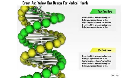 Stock Photo Green And Yellow Dna Design For Medical Health PowerPoint Slide