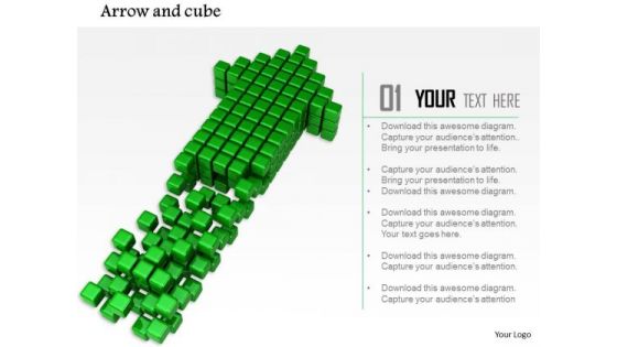 Stock Photo Green Arrow Made With Cubes PowerPoint Slide