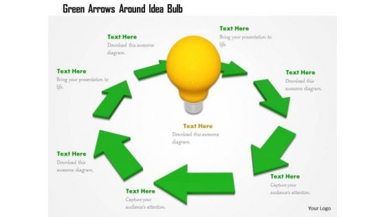Stock Photo Green Arrows Around Idea Bulb PowerPoint Slide