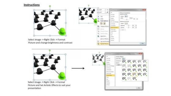 Stock Photo Green Balls Leading Black Balls In Network PowerPoint Slide