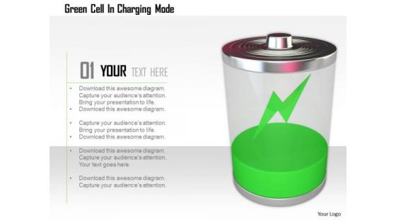 Stock Photo Green Cell In Charging Mode PowerPoint Slide