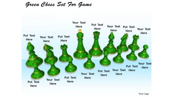 Stock Photo Green Chess Set For Game PowerPoint Template