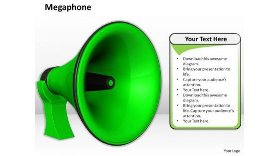 Stock Photo Green Color Megaphone PowerPoint Slide