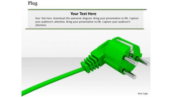 Stock Photo Green Electricity Plug On White Background PowerPoint Slide