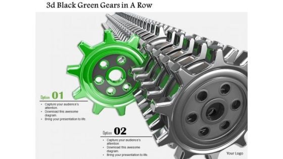 Stock Photo Green Gear Coming Out From Black Gears PowerPoint Slide