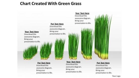 Stock Photo Green Grass Business Growth Chart PowerPoint Slide