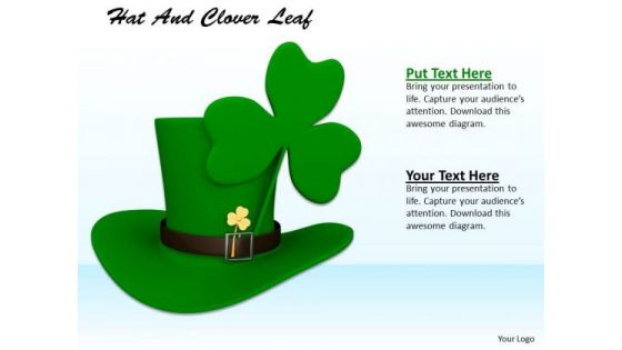 Stock Photo Green Hat With Clover Leaf PowerPoint Slide