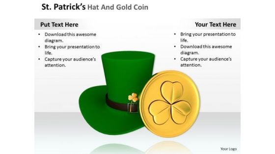 Stock Photo Green Irish Hat With Gold Coin PowerPoint Slide