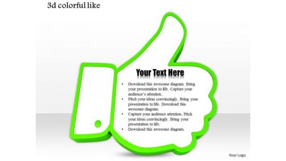 Stock Photo Green Like Symbol For Social Sites PowerPoint Slide