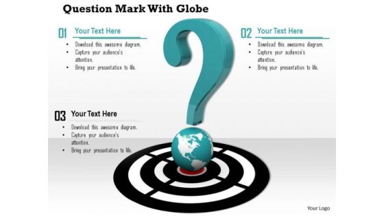 Stock Photo Green Question Mark On Globe PowerPoint Slide