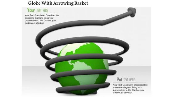 Stock Photo Growth Arrow Around The Globe PowerPoint Slide