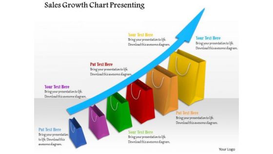 Stock Photo Growth Arrow On Shopping Bag PowerPoint Slide