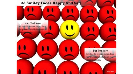 Stock Photo Happy Smiley Faces With One Sad Face PowerPoint Slide