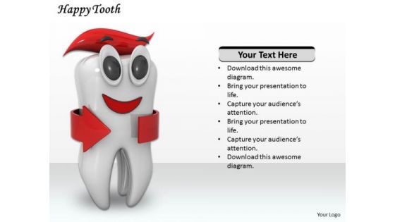 Stock Photo Happy Tooth On White Background PowerPoint Slide