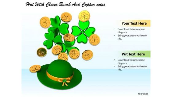 Stock Photo Hat With Gold Coins And Clover PowerPoint Slide