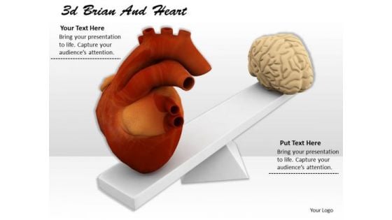 Stock Photo Heart And Brain On Scale PowerPoint Slide