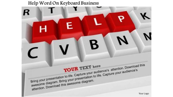 Stock Photo Help Word On Keyboard Business PowerPoint Slide