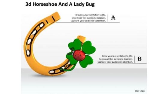 Stock Photo Horse Shoe And Green Clover Leaf PowerPoint Slide