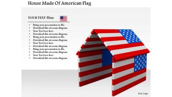 Stock Photo House Made Of American Flag PowerPoint Slide Stock Photo House Made Of American Flag PowerPoint Slide