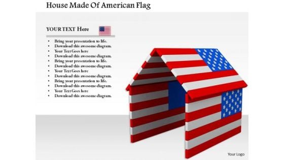 Stock Photo House Made Of American Flag PowerPoint Slide