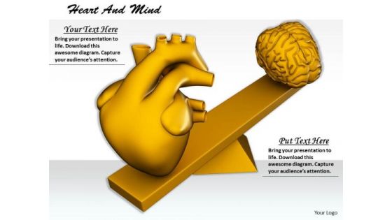 Stock Photo Human Heart And Brain On Scale PowerPoint Slide