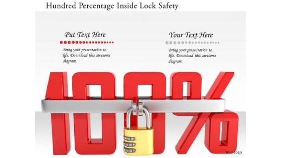 Stock Photo Hundred Percentage Inside Lock Safety PowerPoint Slide