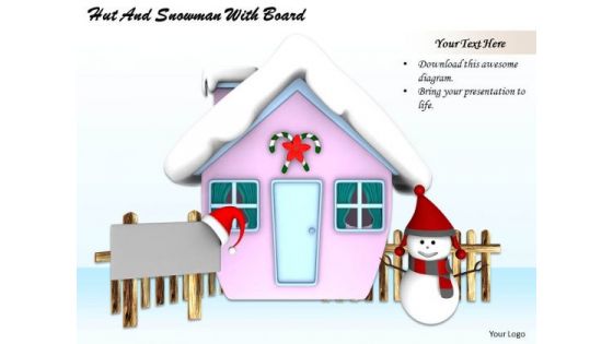 Stock Photo Hut With Snowman Winter Season PowerPoint Slide