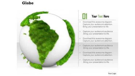 Stock Photo Illustration Of Green And White Globe PowerPoint Slide