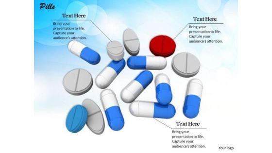 Stock Photo Illustration Of Medicine Pills And Capsules PowerPoint Slide