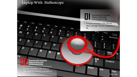 Stock Photo Illustration Of Stethoscope With Laptop PowerPoint Slide