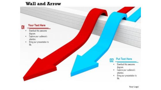 Stock Photo Illustration Two Arrows Jumping Over The Wall PowerPoint Slide Stock Photo Illustration Two Arrows Jumping Over The Wall PowerPoint Slide
