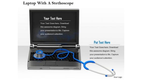 Stock Photo Image Of Stethoscope With Laptop PowerPoint Slide