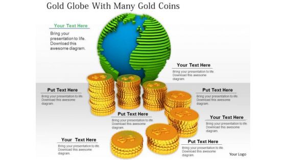 Stock Photo Increasing Stack Of Coins With Globe PowerPoint Slide