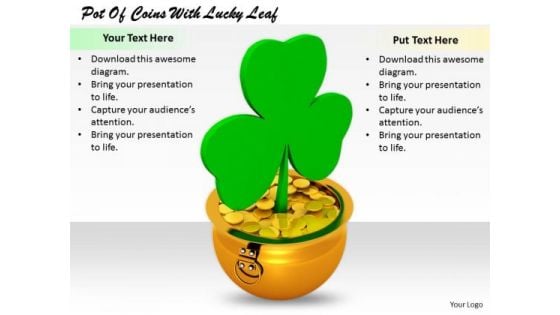 Stock Photo Innovative Marketing Concepts Pot Of Coins With Lucky Leaf Business Clipart