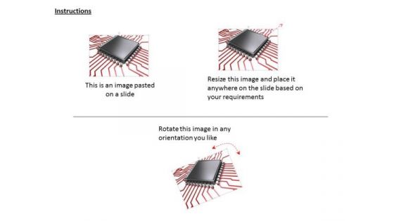 Stock Photo Integrated Circuit With Red Lines PowerPoint Slide