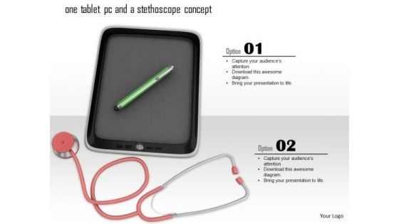 Stock Photo Ipad With Stethoscope Pen Technology PowerPoint Slide