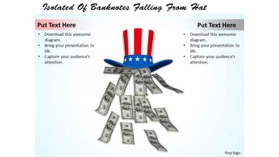 Stock Photo Isolated Of Banknotes Falling From Hat PowerPoint Template