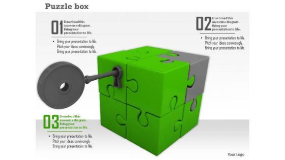 Stock Photo Key In Cube Puzzle Box PowerPoint Slide