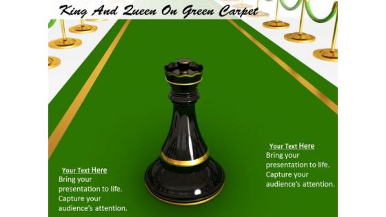 Stock Photo King Of Chess On Green Carpet PowerPoint Slide