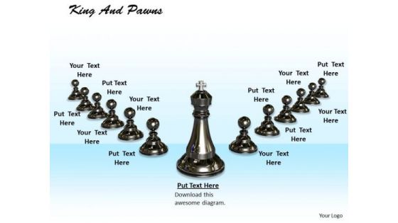 Stock Photo King Standing In Center Of Pawns PowerPoint Slide