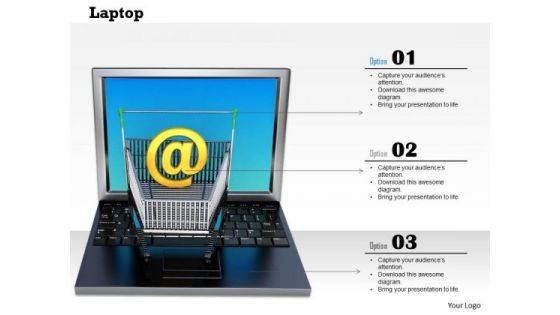 Stock Photo Laptop With Abstract Symbol Cart Internet PowerPoint Slide